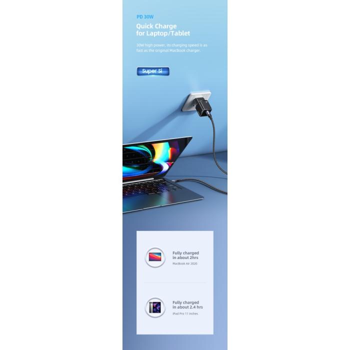 Dux Ducis - USAMS 30W USB-C Väggladdare US-CC148 Super Si - Vit