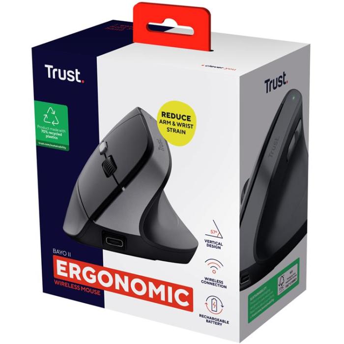 Trust - TRUST Bayo II Trådlös Ergonomisk Mus - Svart