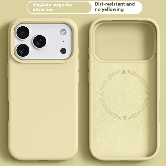A-One Brand - iPhone 17 Pro Mobilskal MagSafe Liquid Silikon+PC - Ljusgul