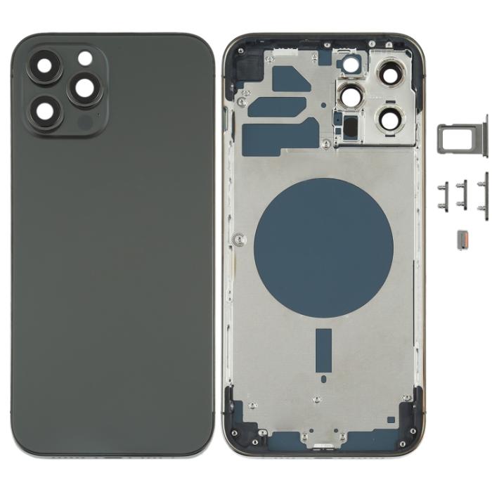 UTGATT1 - iPhone 12 Pro Max Komplett Baksida i Glas med Ram - Svart