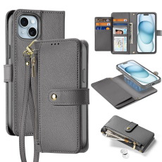 Dux Ducis - Dux Ducis iPhone 15 Plånboksfodral Lawa Läder - Grå