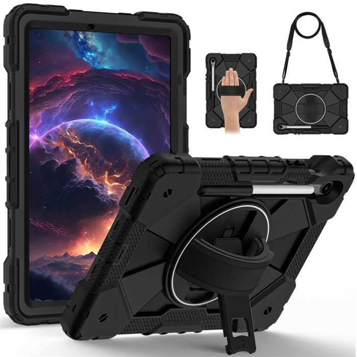 A-One Brand - Galaxy Tab S10 FE/S9 FE/S9 Skal Kickstand med Rem - Svart