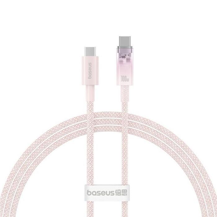 BASEUS - Baseus USB-C till USB-C kabel 1m 100W - Rosa