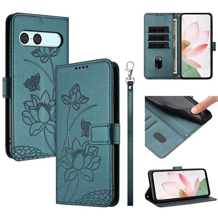 Sony Xperia 10 VII Plånboksfodral Lotus Imprint - Mörkgrön | 2353 | AlltMobil