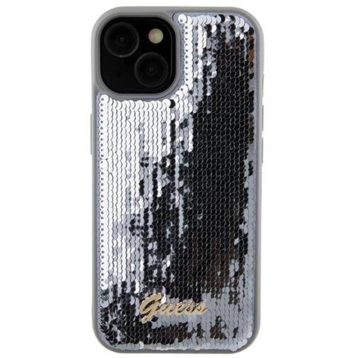 Guess - Guess iPhone 15 Mobilskal Sequin Script Metal - Silver