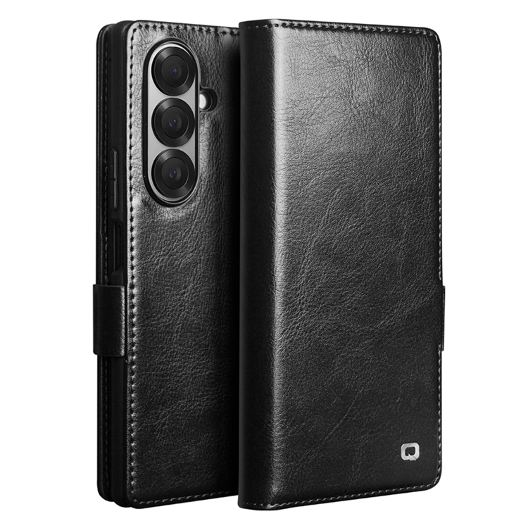 QIALINO Galaxy Z Fold 7 Plånboksfodral Äkta Läder - Svart | 2353 | AlltMobil