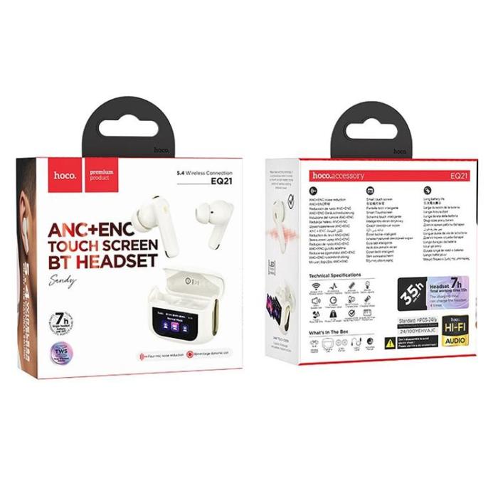 Hoco - Hoco TWS In-Ear Hörlurar Trådlösa ANC ENC med Pekskärm EQ21 - Vit
