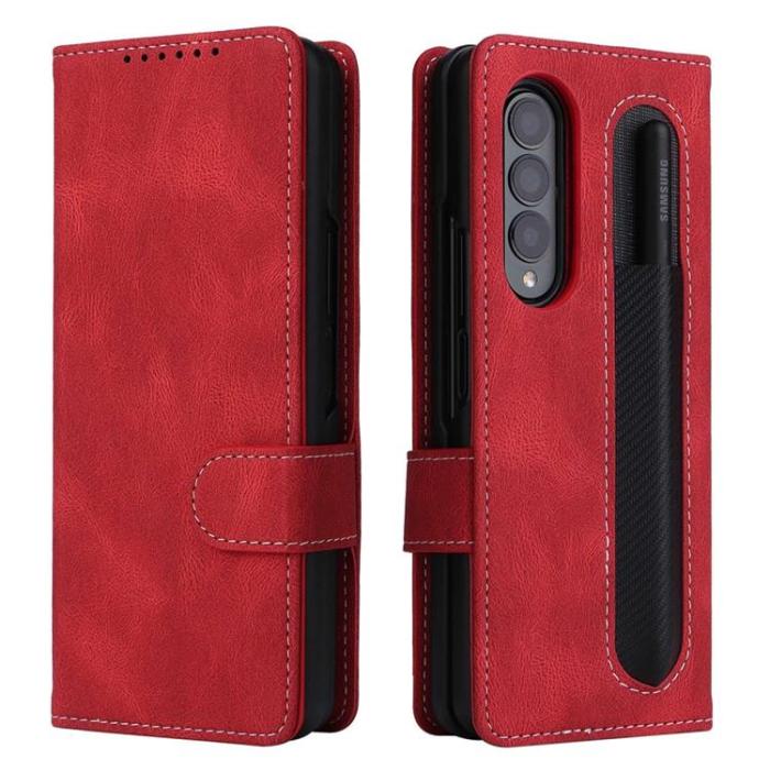 UTGATT1 - Galaxy Z Fold 4 Plånboksfodral 2in1 Detachable - Röd