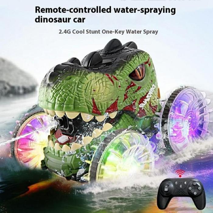 OEM - 2.4G RC Amfibisk Dinosauriebil Stunt med Vattenspray för Barn (Ålder 3+)