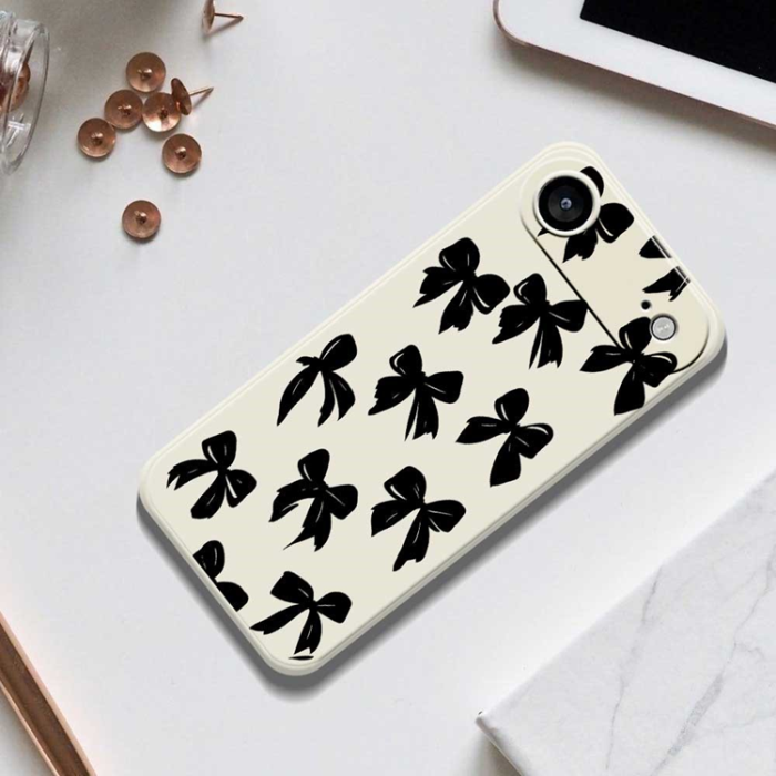 A-One Brand - iPhone Air Mobilskal Bow Pattern Printing Straight - Beige
