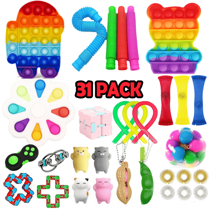 Adventskalender - Adventskalender 2023 - 31 Pack Fidget Pop it Toys för Vuxna & Barn