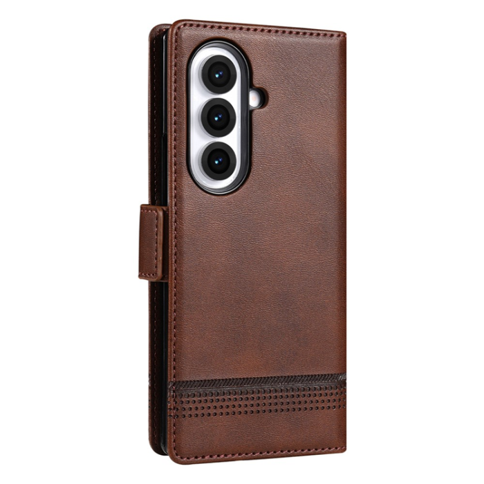 AZNS - AZNS Galaxy Z Fold 7 Plånboksfodral Cowhide Läder - Coffee