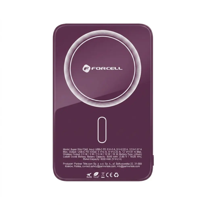 Forcell - Forcell Powerbank 10000 mAh Magsafe 15W Superslim - Cherry