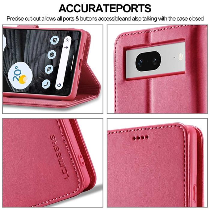 LC.imeeke - LC.IMEEKE Google Pixel 7 Plånboksfodral Calf Texture - Rosa