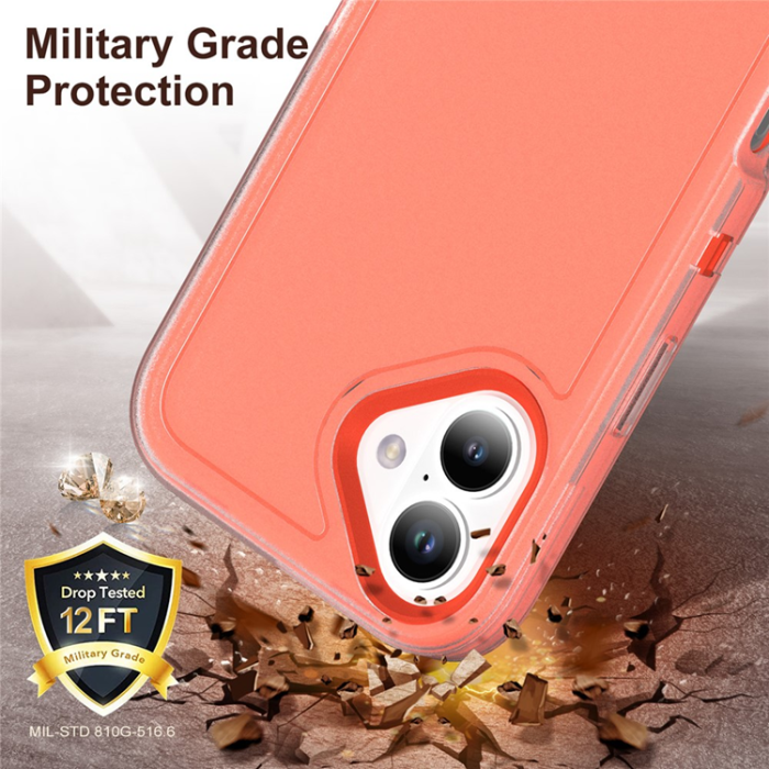 A-One Brand - iPhone 17 Mobilskal Kickstand Silikon - Transparent/Orange