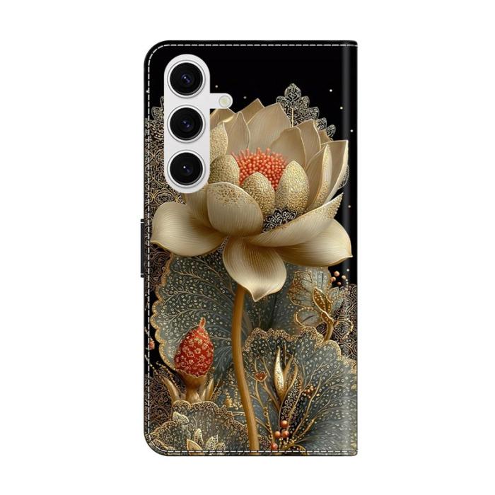 OEM - Plånboksfodral för Samsung Galaxy S26 Fällbart Ställ Konstläder Gyllene lotus