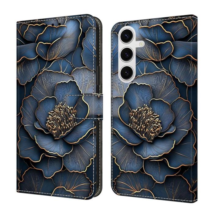 OEM - Plånboksfodral för Samsung Galaxy S26 Fällbart Ställ - Blå Guld Pion