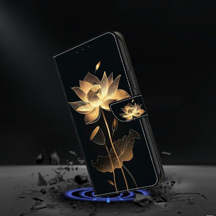 OEM - Plånboksfodral för Samsung Galaxy S26 Fällbart Ställ - Guldtrådad Lotus