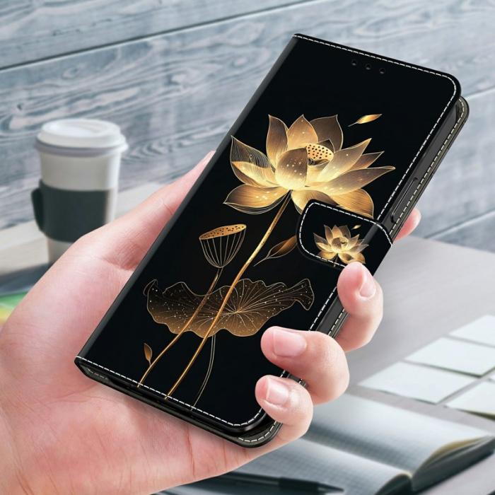 OEM - Plånboksfodral för Samsung Galaxy S26 Fällbart Ställ - Guldtrådad Lotus