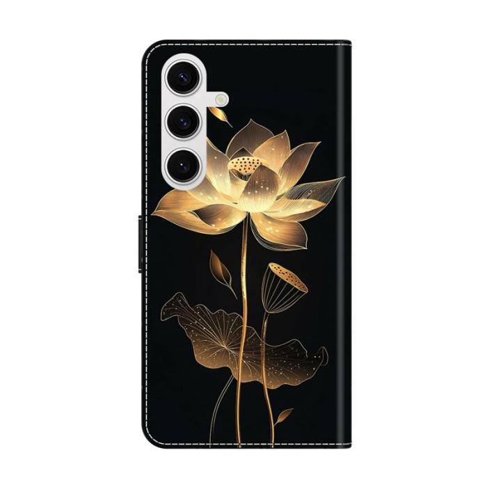 OEM - Plånboksfodral för Samsung Galaxy S26 Fällbart Ställ - Guldtrådad Lotus