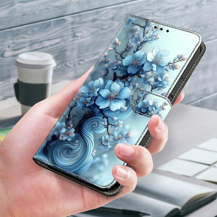 OEM - Plånboksfodral för Samsung Galaxy S26 Fällbart Ställ - Isblå Blomma