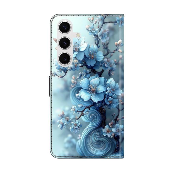 OEM - Plånboksfodral för Samsung Galaxy S26 Fällbart Ställ - Isblå Blomma