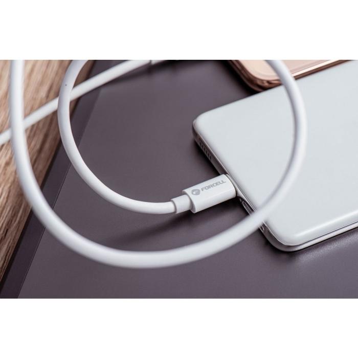 Forcell - FORCELL USB-C till USB-A kabel QC4.0 3A/20V 60W C336 1m vit