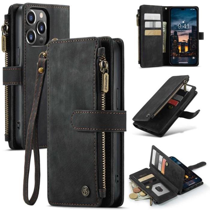 Caseme - CASEME iPhone 14 Pro Max Plånboksfodral C30 Zipper - Svart
