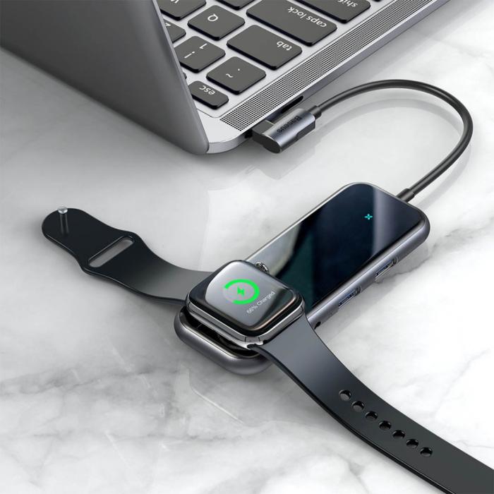 BASEUS - Baseus Mirror series USB-C adapter med inbyggd laddare för Apple Watch