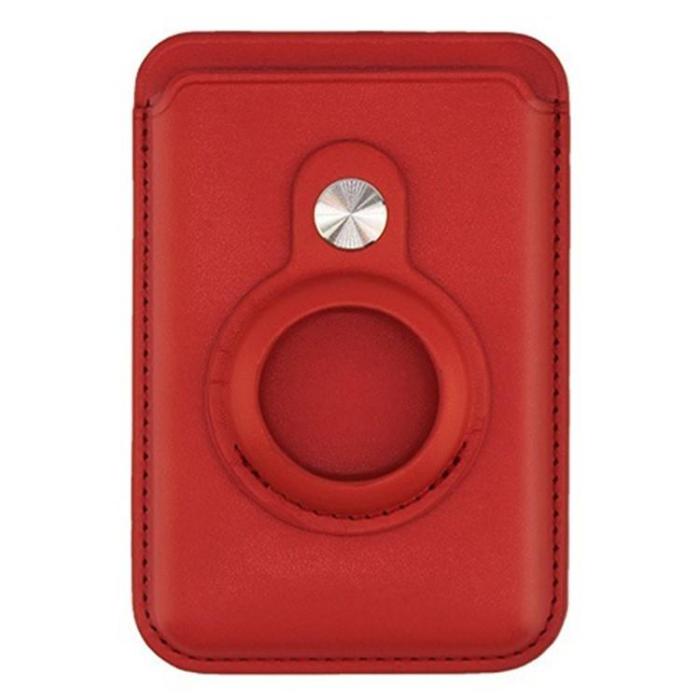 OEM - AirTag Magsafe Korthållare MRC054 Läder Magnetic - Röd