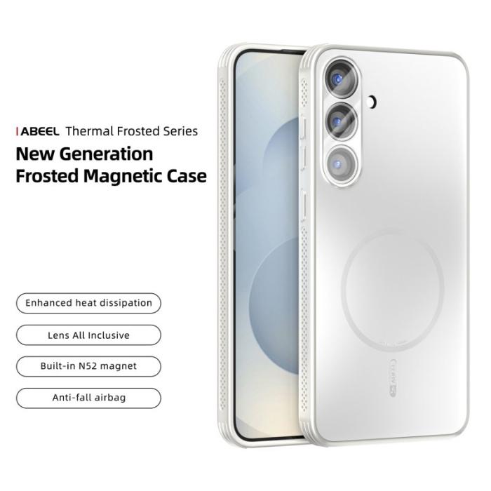 ABEEL - ABEEL Mobilskal till Samsung Galaxy S25 Magnetiskt TPU PC Kyl Matt Vit