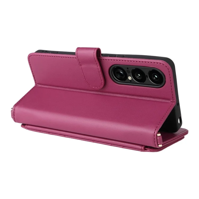A-One Brand - Sony Xperia 1 VII Plånboksfodral Kickstand med Axelrem - Rosa