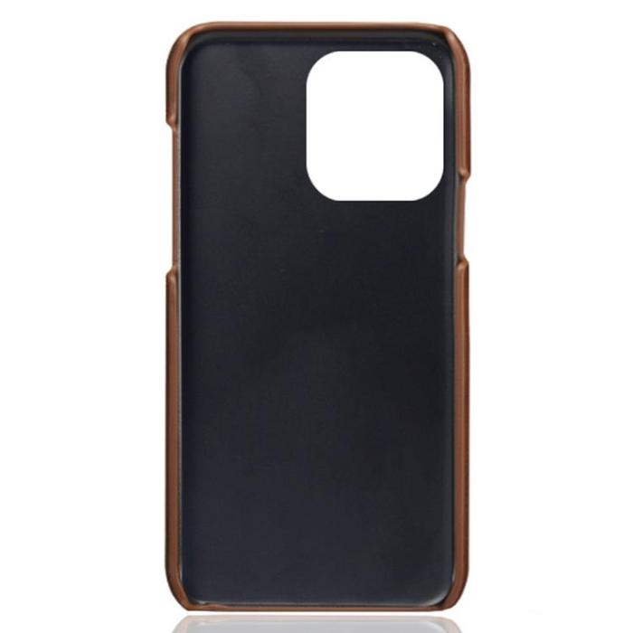 A-One Brand - iPhone 14 Pro Max Skal Korthållare PU Läder - Brun