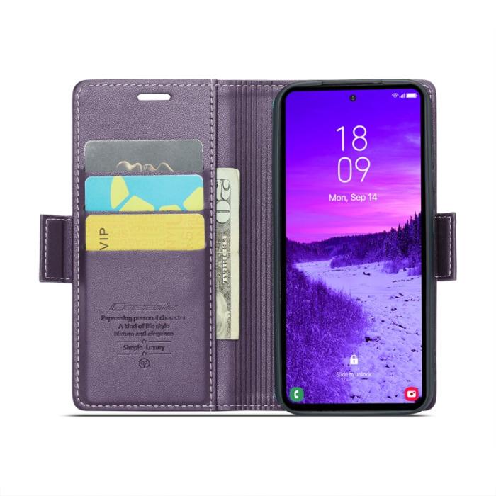Caseme - CASEME Plånboksfodral Konstläder till Samsung Galaxy S25 - Lila