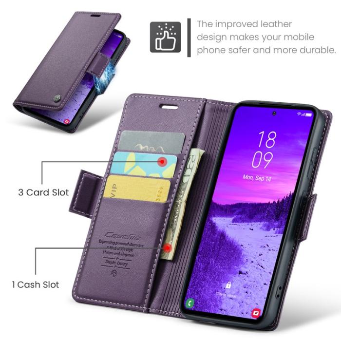Caseme - CASEME Plånboksfodral Konstläder till Samsung Galaxy S25 - Lila