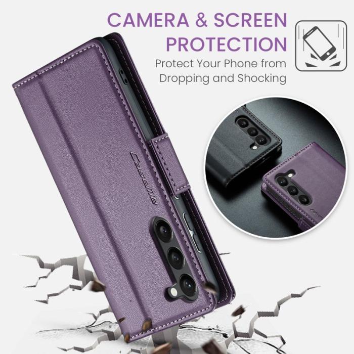 Caseme - CASEME Plånboksfodral Konstläder till Samsung Galaxy S25 - Lila