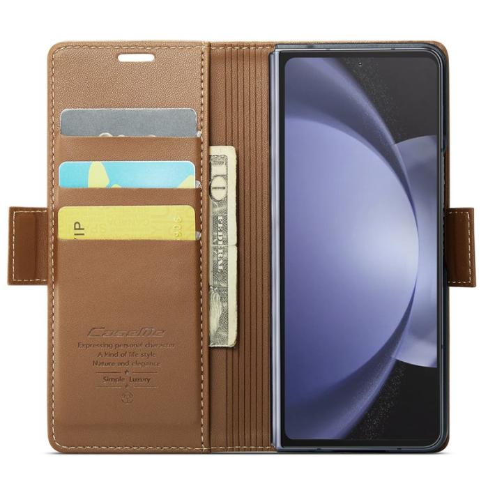 Caseme - CASEME Plånboksfodral Konstläder till Samsung Galaxy Z Fold5 5G - Brun
