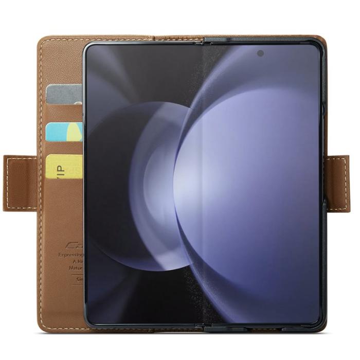 Caseme - CASEME Plånboksfodral Konstläder till Samsung Galaxy Z Fold5 5G - Brun