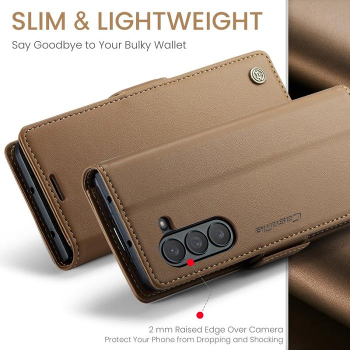Caseme - CASEME Plånboksfodral Konstläder till Samsung Galaxy Z Fold5 5G - Brun