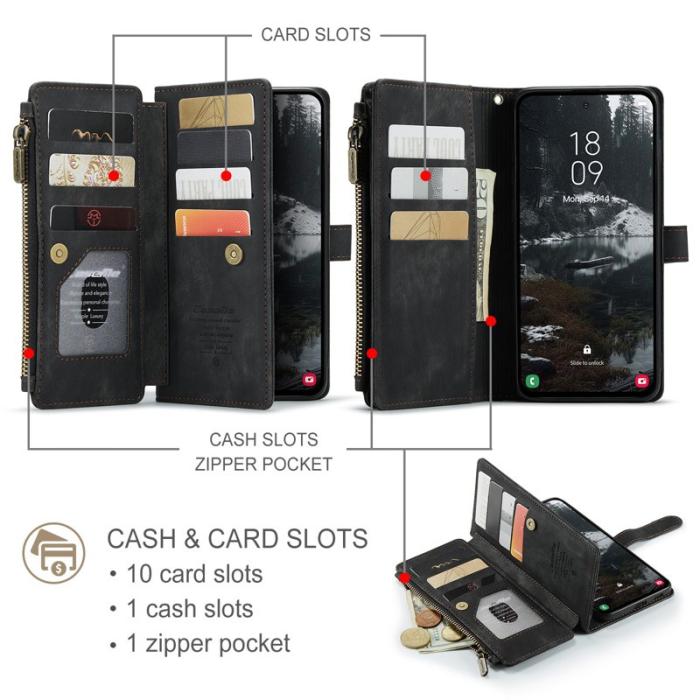 Caseme - CASEME Konstläder Plånboksfodral för Samsung Galaxy S25 Edge - Svart