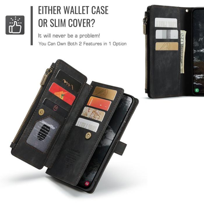 Caseme - CASEME Konstläder Plånboksfodral för Samsung Galaxy S25 Edge - Svart