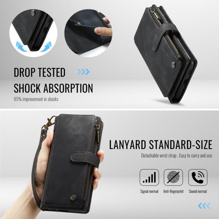 Caseme - CASEME Konstläder Plånboksfodral för Samsung Galaxy S25 Edge - Svart