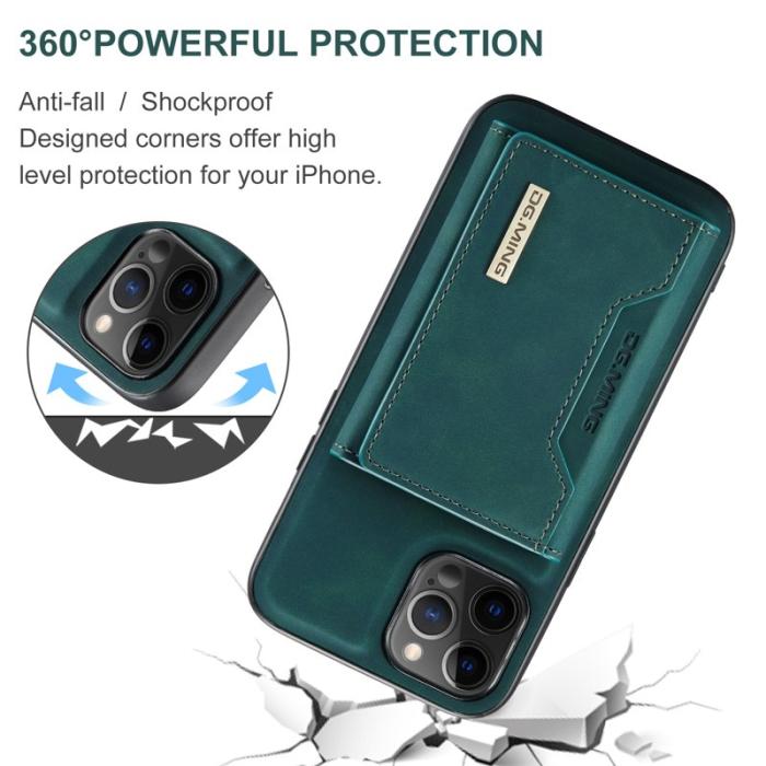 DG.MING - DG.MING M2 Series 2-in-1 Tri-Fold Wallet Mobilskal iPhone 13 Pro Grön