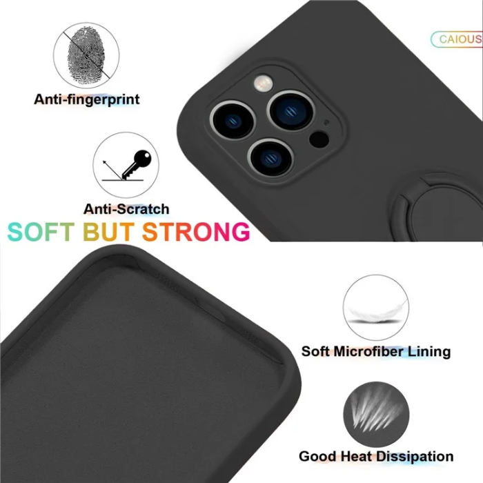 OEM - iPhone 16 Pro Max Mobilskal Silikon Ring - Svart