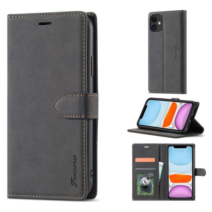 FORWENW - FORWENW F1 Series Plånboksfodral för iPhone 11 - Konstläder - Svart