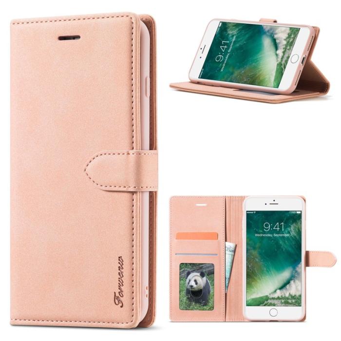 FORWENW - FORWENW F1 Series Plånboksfodral för iPhone 7/8/SE - Konstläder - Roséguld