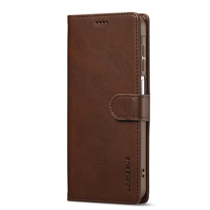 LC.imeeke - LC.IMEEKE Samsung Galaxy A17 Plånboksfodral Konstläder - Brun
