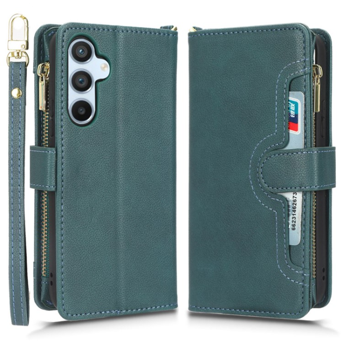 A-One Brand - Galaxy A54 5G Plånboksfodral Zipper med Rem - Grön