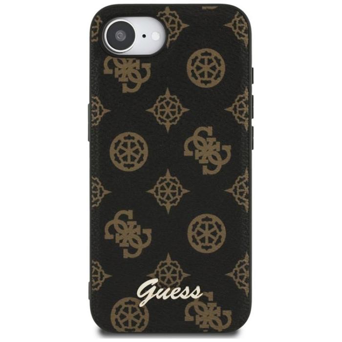 Guess - Guess iPhone 16e Mobilskal MagSafe Peony Script Logo - Svart