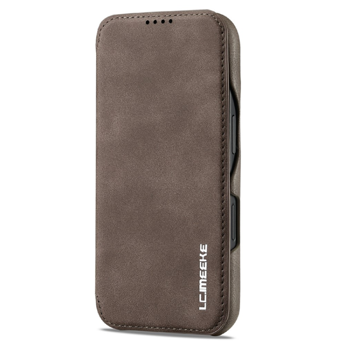 LC.imeeke - LC.IMEEKE iPhone 17 Mobilfodral Korthållare Läder Stativ - Coffee